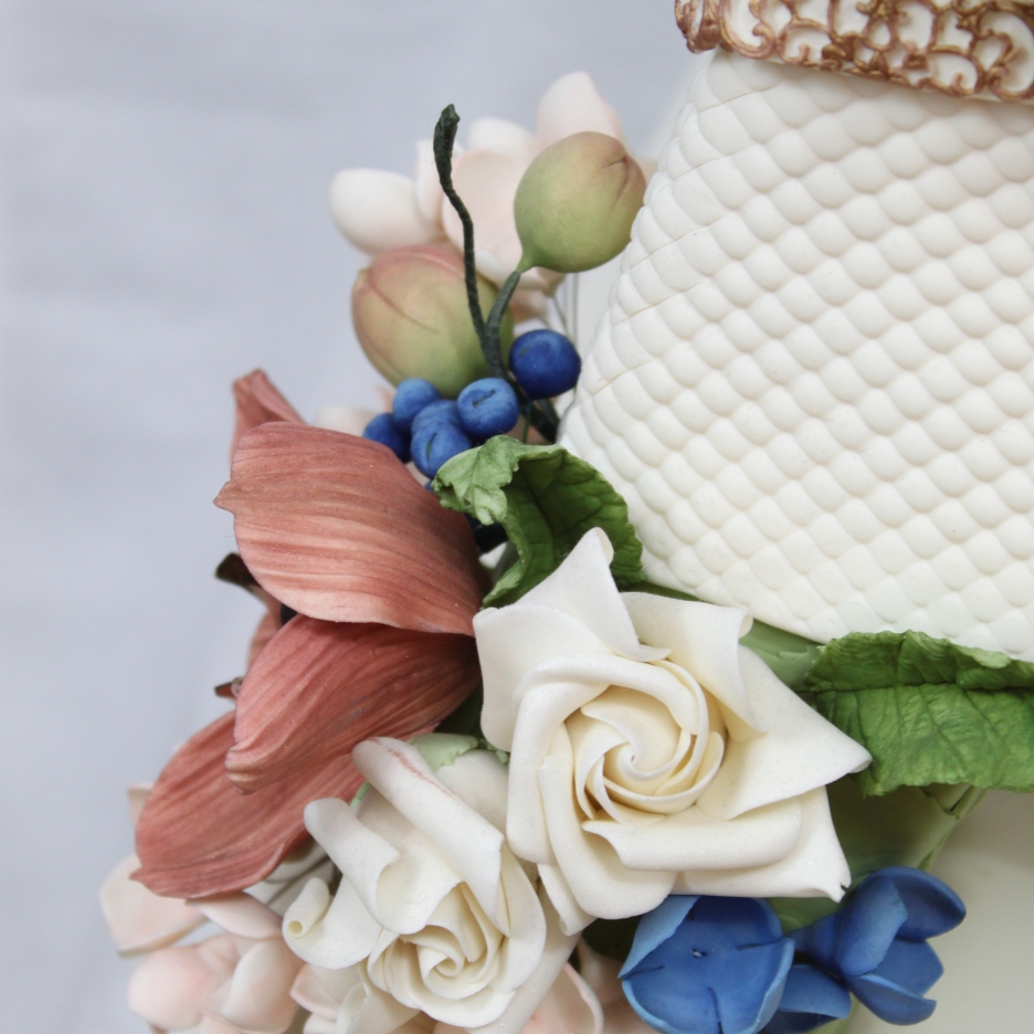 Closeup of Flowers on My Wedding Cake