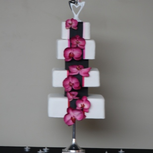 Four Tier Orchid Waterfall Cake
